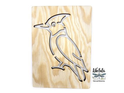 Šablóna na kreslenie - Vtáky - Ďateľ (Veľkosť šablóna Veľký formát (cca. A4))