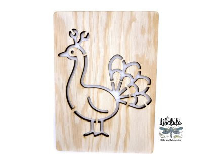 Šablóna na kreslenie - Vtáky - Páv (Veľkosť šablóna Veľký formát (cca. A4))