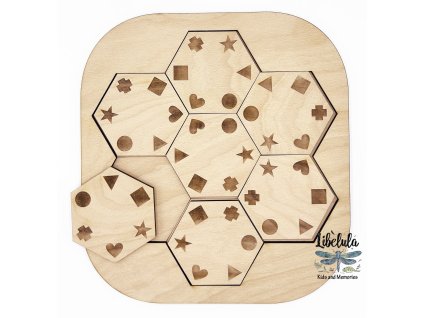 775 1 drevene logicke puzzle tvary v sestuholnikoch