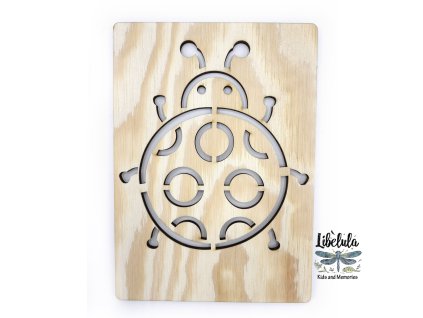 Šablóna na kreslenie Chrobáčiky, slimáčiky a červíky - Lienka variant 2 (Veľkosť šablóna Veľký formát (cca. A4))