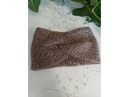 Pletená čelenka světle hnědá