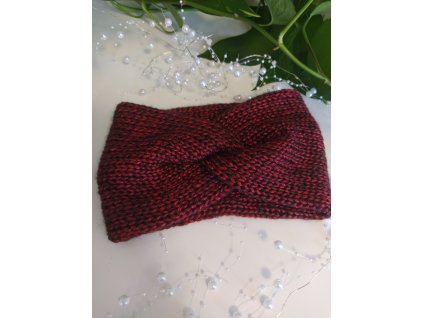 Pletená čelenka červená