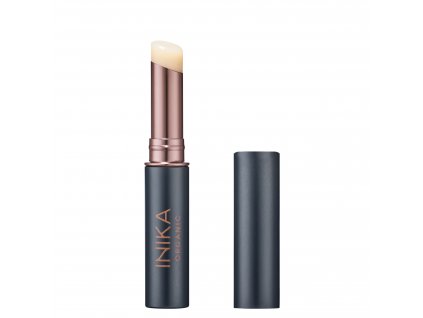 Lip balm front lid off lid on by Inika Organic