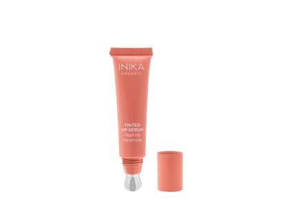 Tinted Lip Serum Blush front lid off by Inika Organic