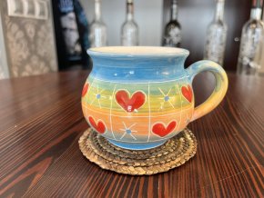 Hrnek barevný vzor srdíčka 0,3l