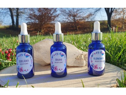 Dárkové balení tří směsí Bachových esencí - Klidná mysl, Sebeláska, Odvaha (3 x 30 ml)