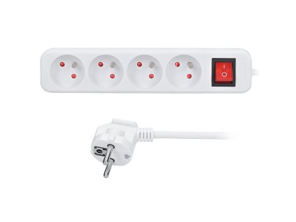 solight predlzovaci privod 4 zasuvky biely vypinac 5m