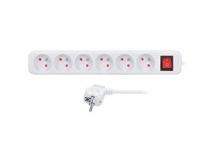 solight predlzovaci privod 6 zasuviek biely vypinac 5m