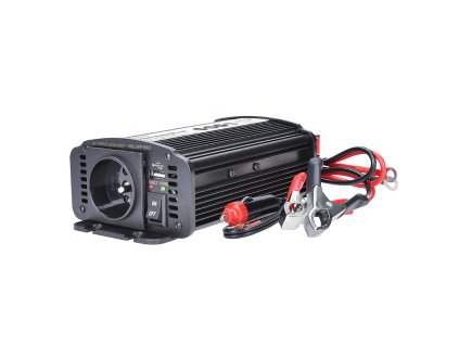 solight invertor 12v usb 500ma kovovy cierny max zatazenie 300w