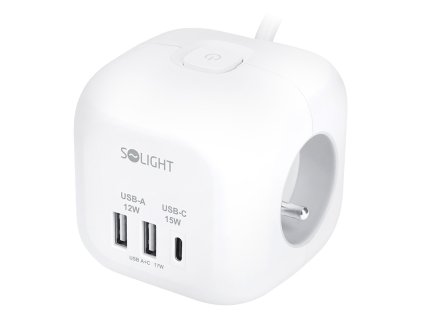 solight 3z usb ac predlzovaci privod kocka 2m 3 x 1mm2 biely vypinac