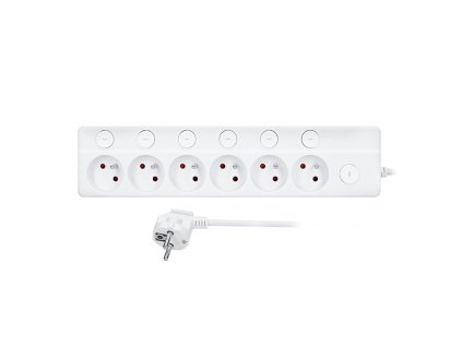solight predlzovaci privod 6 zasuviek 3m 3 x 1mm2 biely 61 vypinac