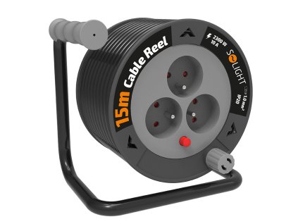 solight predlzovaci privod na bubne 15m 3 zasuvky cierny kabel 3x 10mm2