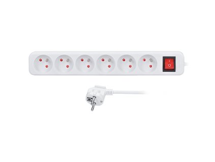 solight predlzovaci privod 3m 6 zasuviek vypinac 16a 3680w pvc biely