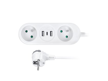 solight 2z usb ac 17w cestovny predlzovaci privod 15m biely