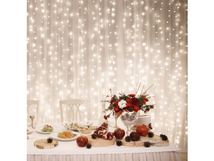 led svetelny zaves 2 x 2 m 400 led spojovatelny tepla biela