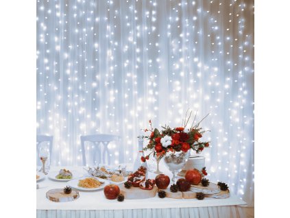 led svetelny zaves 2 x 3 m 600 led spojovatelny studena biela