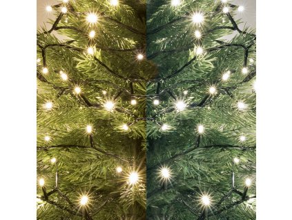 led dual color svietiaci retazec tepla studena biela