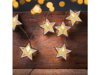 solight led vianocna retaz hviezdy 10x led drevo 15m 2x aa