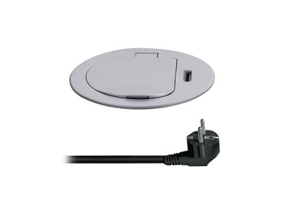 solight 1z usb c 20w pd vstavana zasuvka 2m strieborna