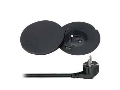 solight vstavana zasuvka usb ac wireless 10w otocne viecko kabel 2m cierna