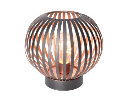 solight kovovy okruhly lampas so ziarovkou s micro led tepla biela medena 3xaa 19cm