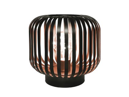 solight kovovy ovalny lampas so ziarovkou s micro led tepla biela medena 3xaa 18cm