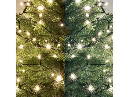 led dual color svietiaci retazec tepla studena biela