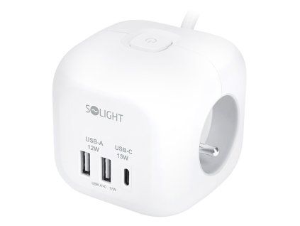 solight 3z usb ac predlzovaci privod kocka 2m 3 x 1mm2 biely vypinac