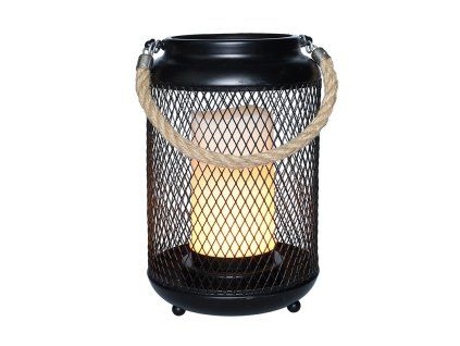 solight kovovy lampas s led svieckou tepla biela 3xaa cierna 20cm