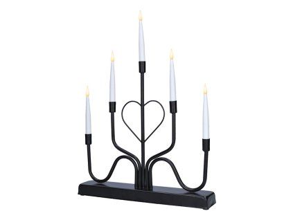 solight led kovovy svietnik 5x led cierny 40cm