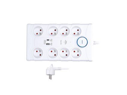 solight prepatova ochrana 8z usb ac 2m biela
