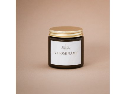 Sójová svíčka bez vůně – hnědá sklenice zlaté víčko