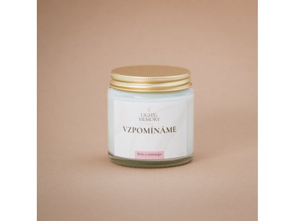 Sójová svíčka Růže a rozmarýn – čirá sklenice zlaté víčko