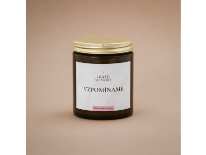 Sójová svíčka Růže a rozmarýn velká – hnědá sklenice zlaté víčko