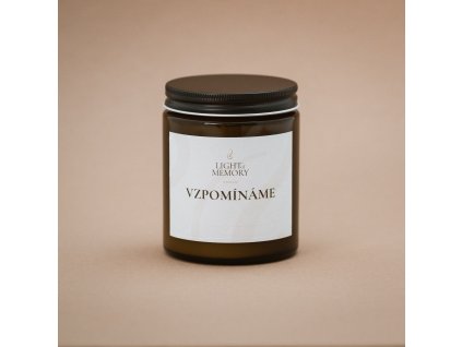 Sójová svíčka bez vůně velká – hnědá sklenice černé víčko