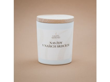 Sójová svíčka bez vůně s dřevěným víčkem, bílé matné sklo