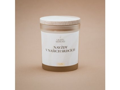 Sójová svíčka Vanilka s dřevěným víčkem, béžové matné sklo