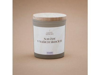 Sójová svíčka Levandule ve skle s dřevěným víčkem, šedá matná