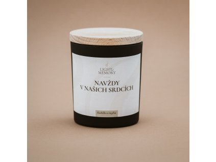 Sójová svíčka Kadidlo a myrha ve skle s dřevěným víčkem, černá matná