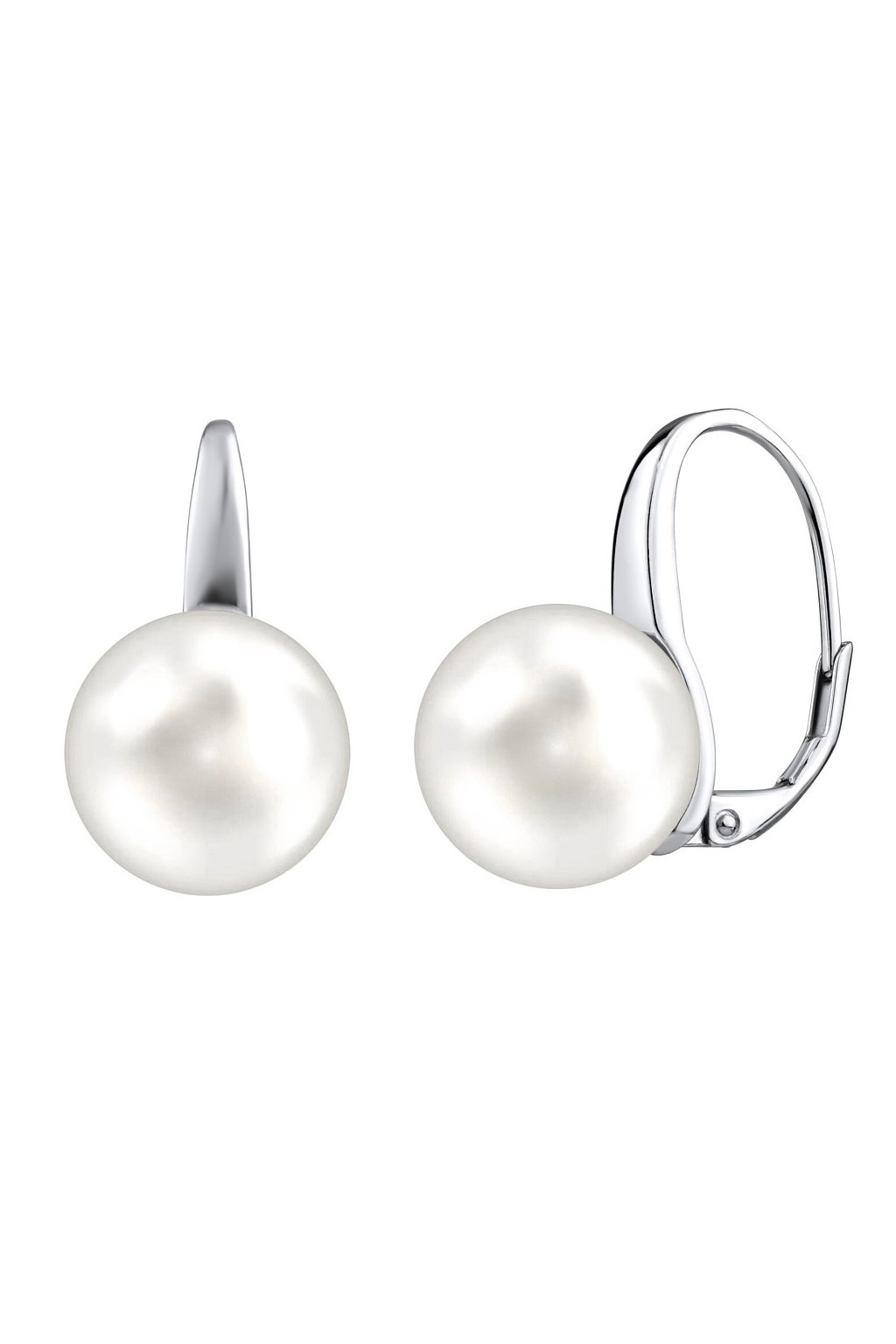 Strieborné náušnice s bielou perlou Swarovski ® Crystals 12 mm