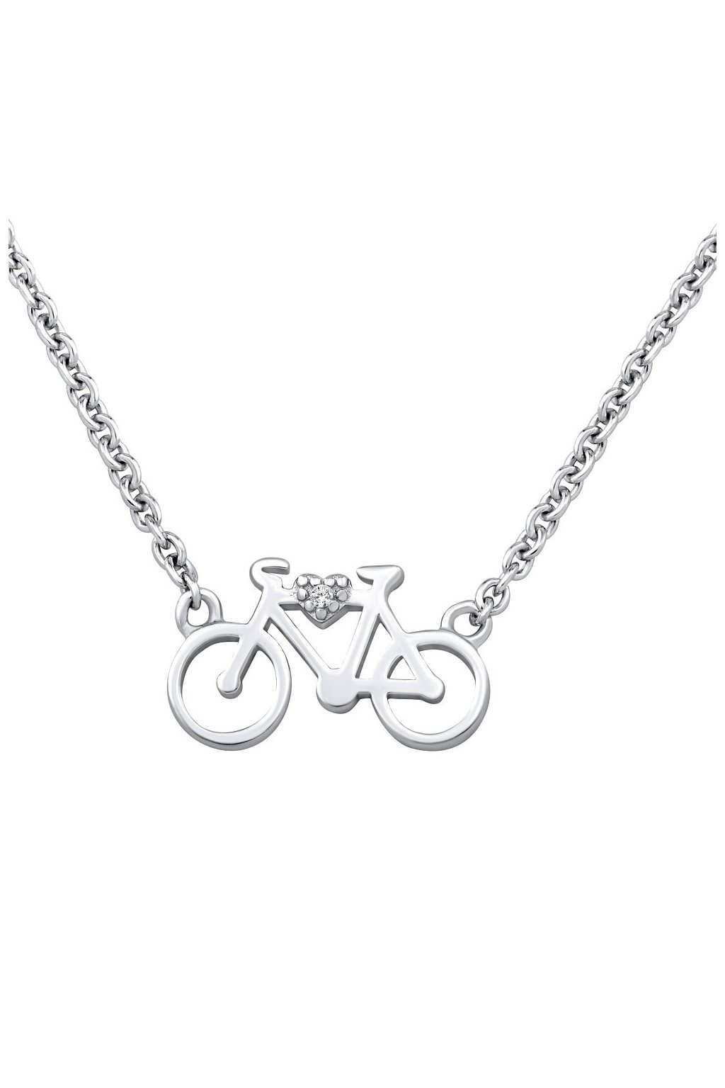 Strieborný náhrdelník bicykel