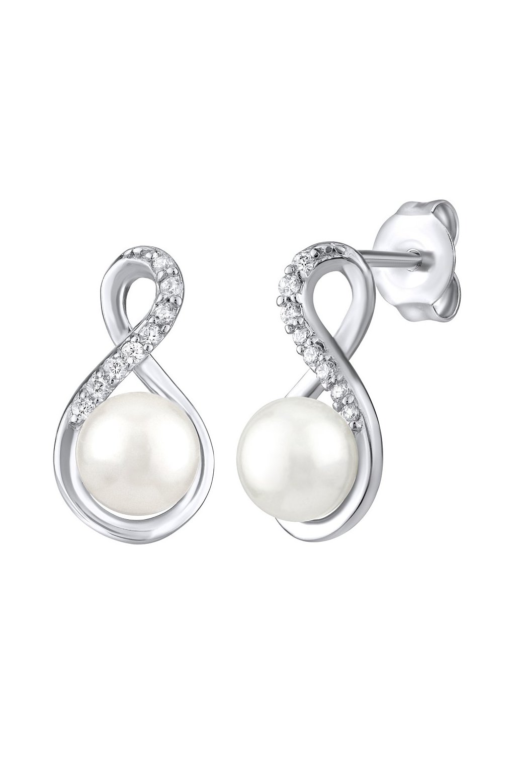 Strieborné náušnice s bielou prírodnou perlou