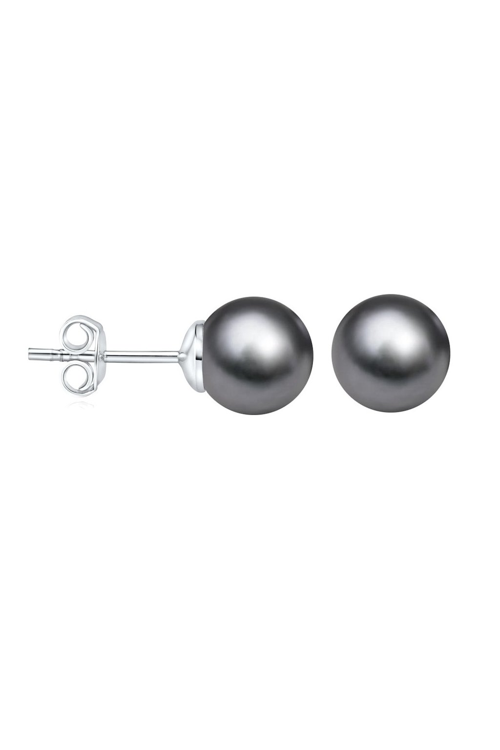 Strieborné náušnice s čiernou perlou Swarovski ® Crystals