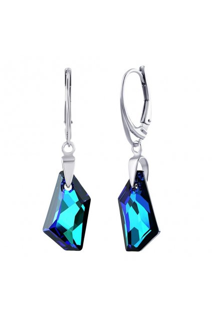 Strieborné náušnice De-Art Bermuda Blue so Swarovski® Crystals