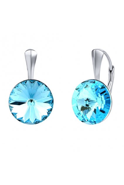 Strieborné náušnice so Swarovski® Crystals aquamarine 12mm