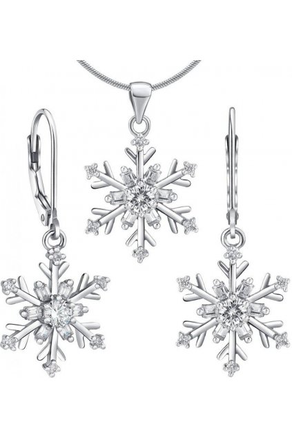 Set strieborných šperkov - náušnice a prívesok snehová vločka