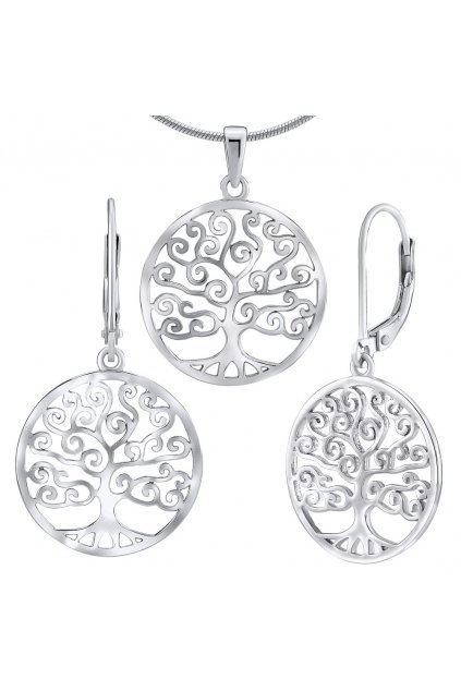 Strieborný set šperkov - náušnice a prívesok s motívom stromu