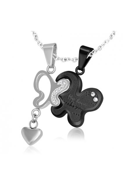 Dvojprívesok motýliky so zirkónmi - chirurgická oceľ