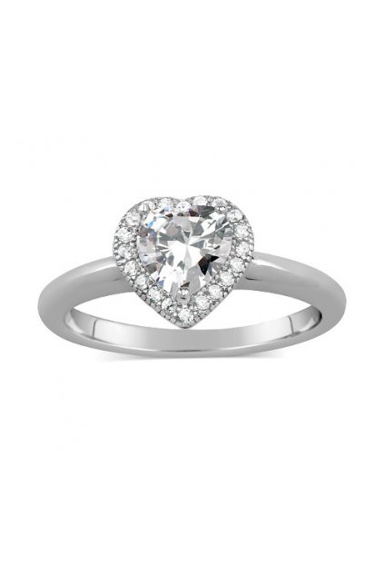 PRIA strieborný prsteň SRDCE s mikro zirkónmi