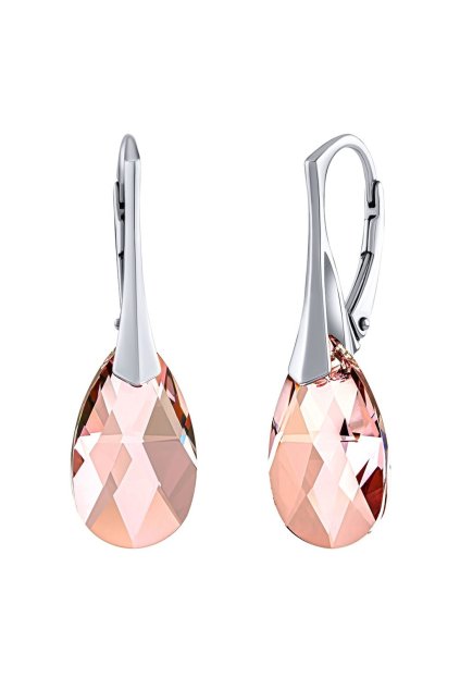 Strieborné náušnice kvapka Antique Pink so Swarovski® Crystals